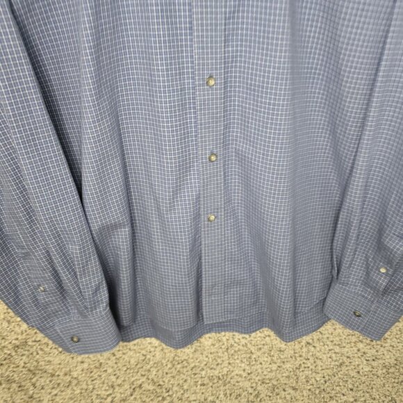 Jos A Bank Shirt Mens 2X XXL Blue‎ Plaid Reserve Button Up Cotton Casual - Picture 5 of 7
